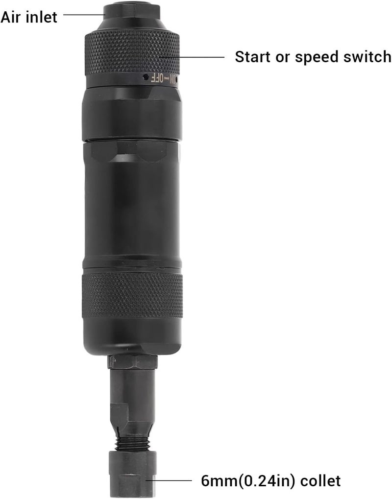 Pneumatic Die Grinder, Air Powered Grinder Tool, High Speed Alloy Steel Pneumatic Grinder for Metal Trimming, with 6mm Collet Size and 24000RPM No Load Speed, Ideal for Metal Parts (Japanese Style) - Image 4
