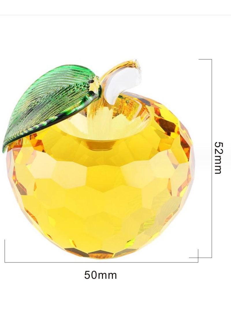 RARELY Yellow Crystal Apple Figurine Paperweight Glass Apple Collectible Ornament for Home Table Decor  - Image 4