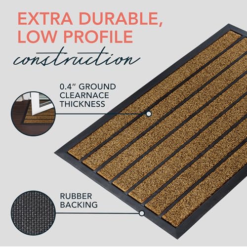 ubdyo Extra Durable Door Mat - Dirt Trapping Outdoor Welcome Mats - Non-Slip Outdoor Indoor Entrance - Low Profile Front Doormat (30" x 17", Bright Brown) - Image 4