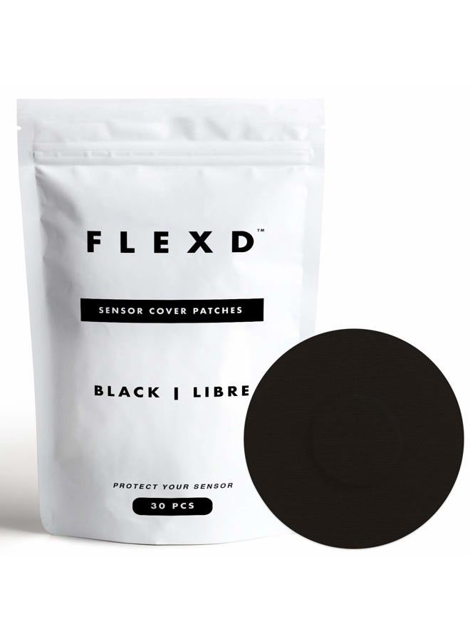 Flexd Libre 3 Sensor Covers Waterproof, Freestyle Adhesive Patches (Pack of 30) Round, Black - Image 1