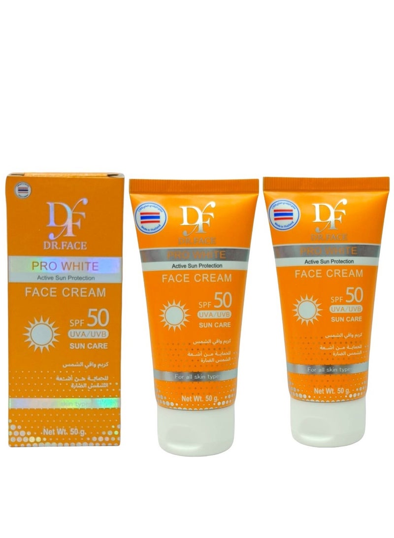 دكتور فيس قطعتين كريم واقي شمس تايلاندي للوجه للحماية من الشمس الضارة ويوفر حماية فعالة ضد حروق الشمس وتلف الجلد 50 جم - Image 2