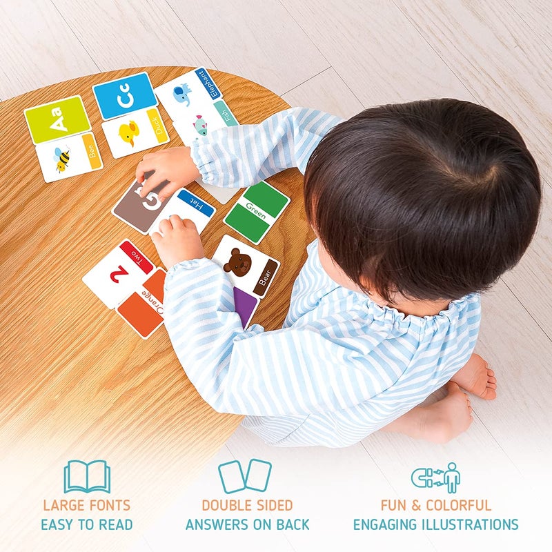 merka Toddler Flash Cards, Set of 64 Alphabet, Letters, Colors, Shapes and Numbers, Baby Learning Cards, Educational, Preschool, Toddler Flashcards, Double-Sided, for Toddlers 1-4 Years - Image 4