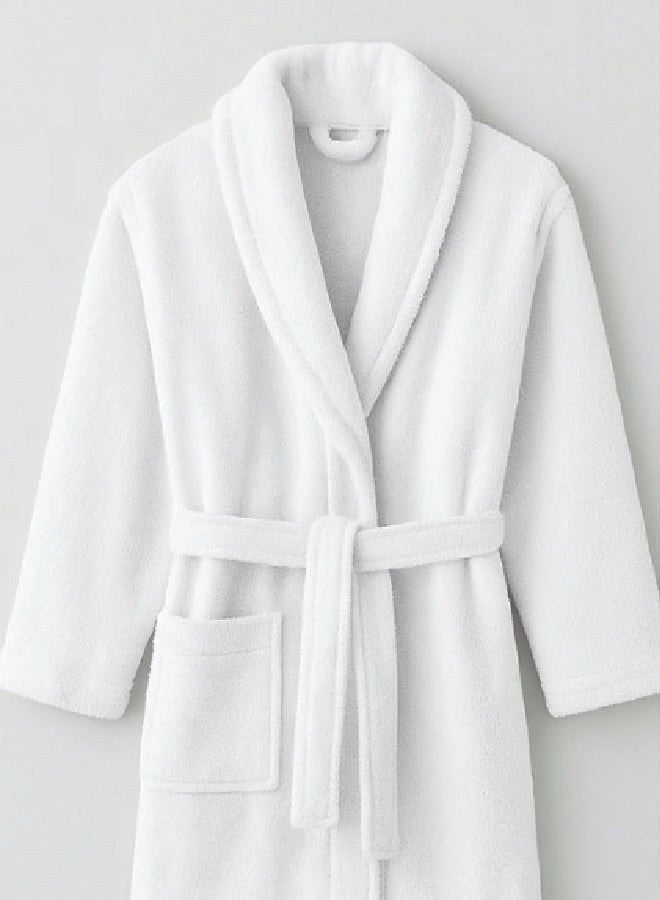 Pearl Coast Premium 450 GSM Terry Cotton Bathrobe – White | Luxurious Shawl Collar | Super Absorbent & Ultra-Soft | Unisex Loungewear | 140cm Length  - Image 1