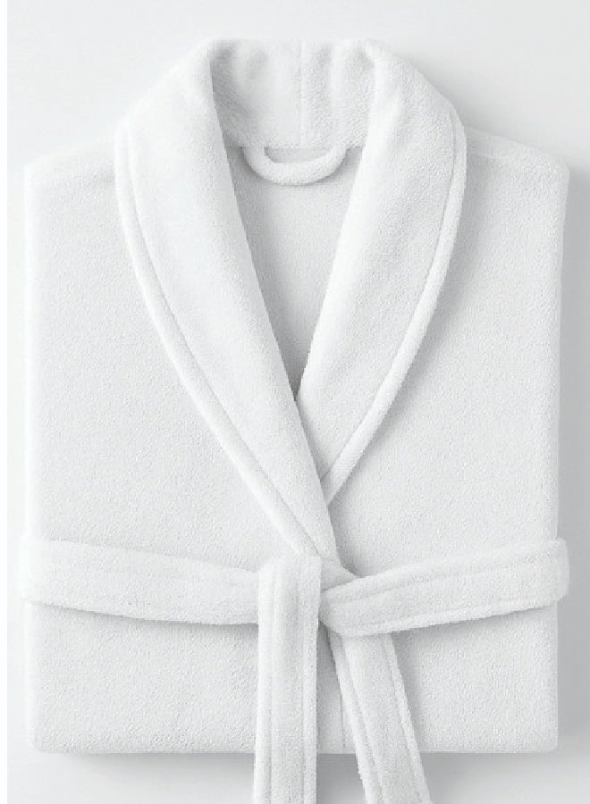 Pearl Coast Premium 450 GSM Terry Cotton Bathrobe – White | Luxurious Shawl Collar | Super Absorbent & Ultra-Soft | Unisex Loungewear | 140cm Length  - Image 3
