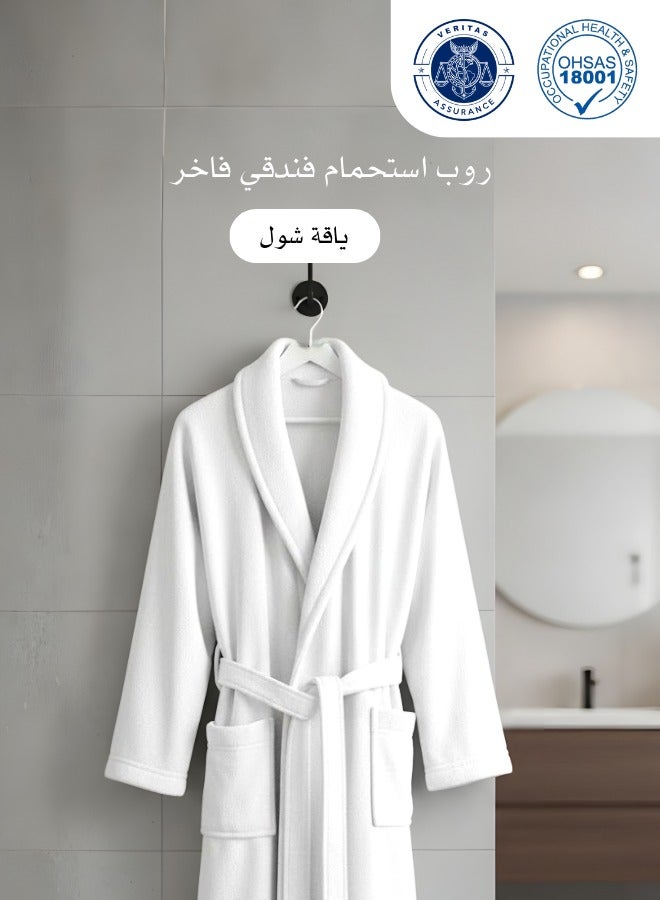 Pearl Coast Premium 450 GSM Terry Cotton Bathrobe – White | Luxurious Shawl Collar | Super Absorbent & Ultra-Soft | Unisex Loungewear | 140cm Length - Image 1