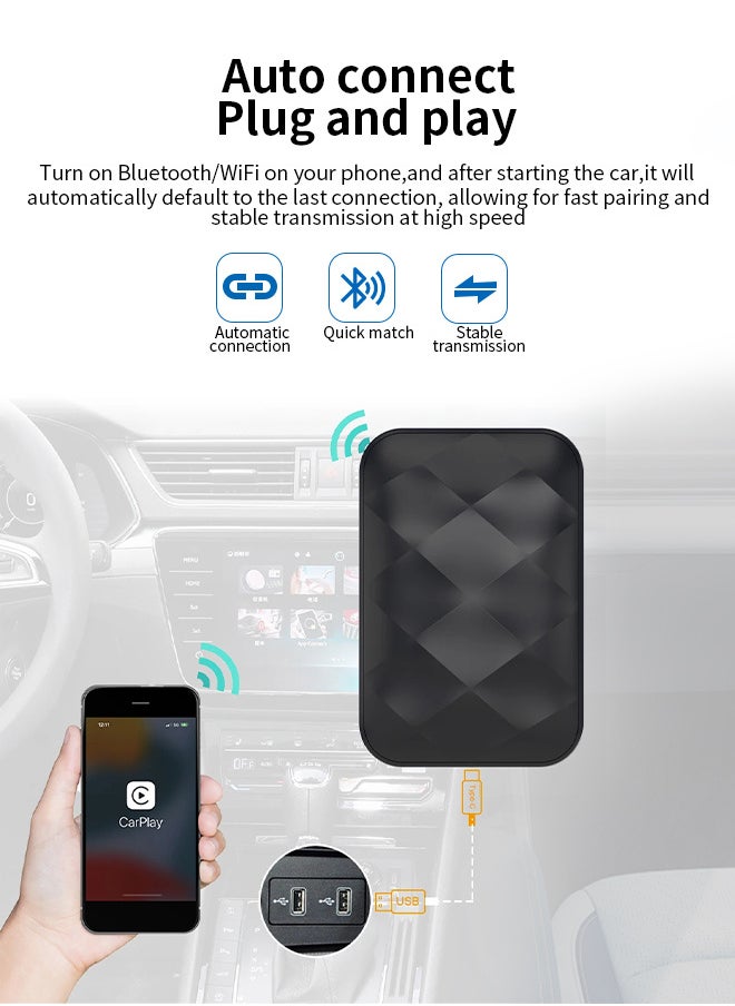 Android 14.0 CarPlay Box Wireless Android Auto, 3-in-1 Car AI Box - Car Adapter Support 5G/2.4G Wifi, Bluetooth 5.0, 4+64G ,Plug And Play