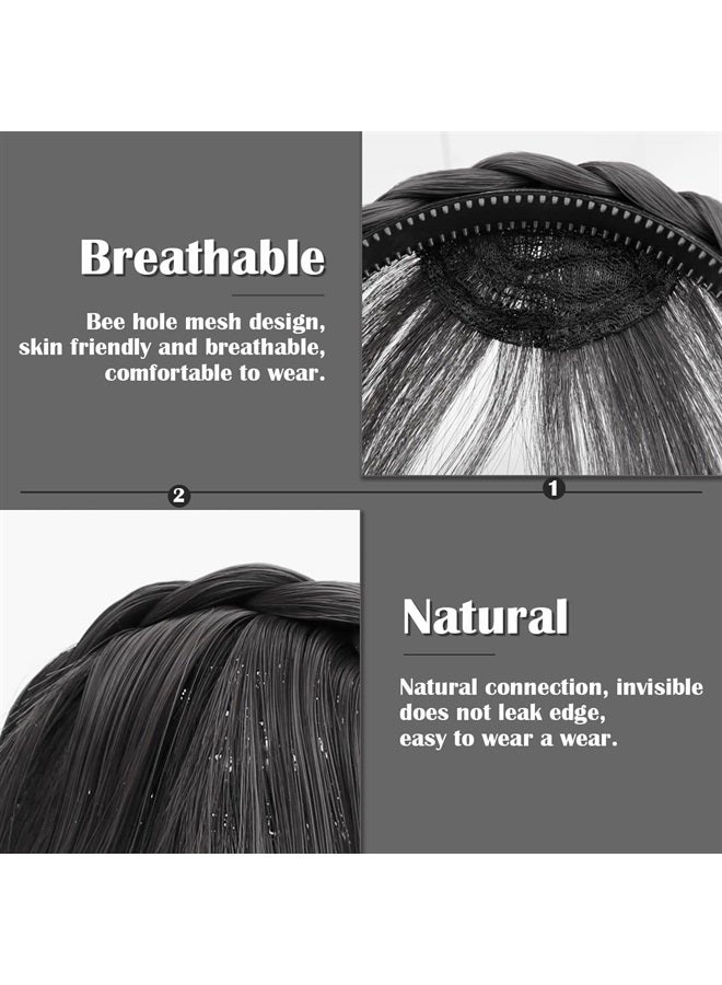 FERCAISH Front Hair Bangs Wigs Headband, Front Hair Bangs Fringe Hair Extensions Synthetic Wigs Headband for Women Girls (Black) - Image 3