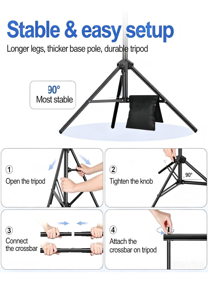 Glanfen Backdrop Stand (2x3m), Adjustable Photo Studio Backdrop Stand Support Kit Background Stand with 6 Backdrop Clamps,4 Sandbags and Carrying Bag for Portrait Product Photography - Image 3