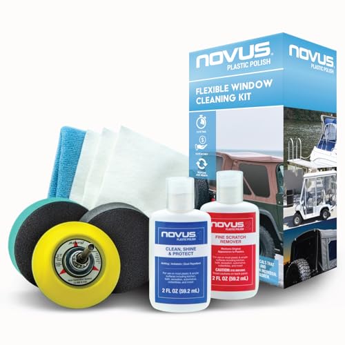 Novus Plastic Polish Flexible Window Kit One 3 Backing Pad for Drill One 3 Green Foam Pad One 3 Black Foam Pad 1 2 Three Polish Mate Wipes One Microfiber Towel - Image 1