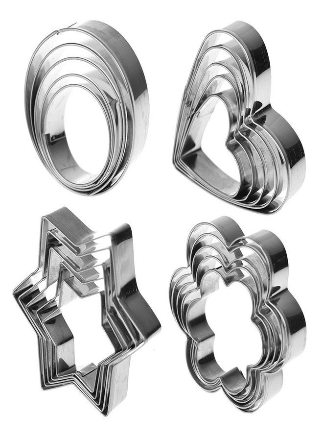 MOHAK Cookie Fruit Cutters Set Stainless Steel Pastry Mold, 20 Pcs Heart/Star/Circle/Flower Shaped Mould - Image 5