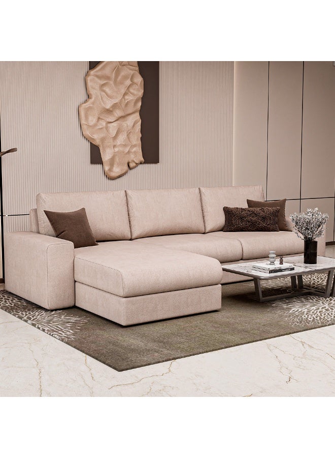 الهوم كنبة زاوية 4 مقاعد شكل حرفL بمقاس 260x170x85x90 سم - بيج - Image 2