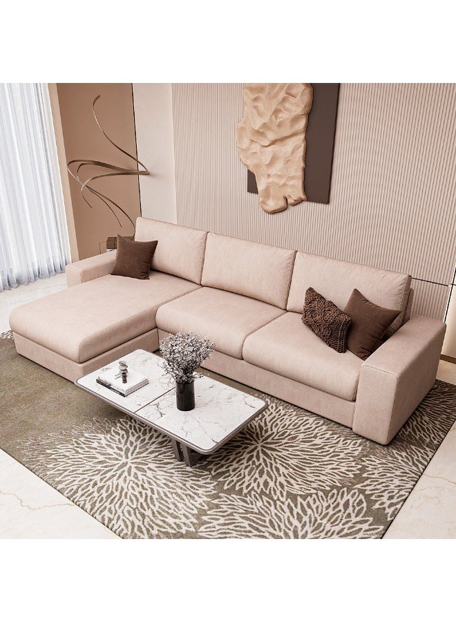 الهوم كنبة زاوية 4 مقاعد شكل حرفL بمقاس 260x170x85x90 سم - بيج - Image 3