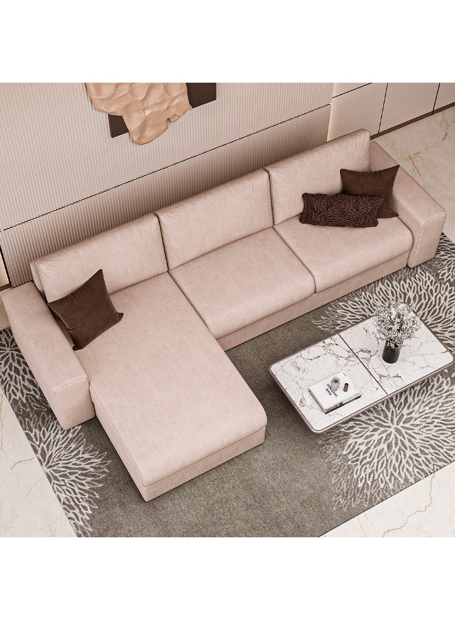 الهوم كنبة زاوية 4 مقاعد شكل حرفL بمقاس 260x170x85x90 سم - بيج - Image 4