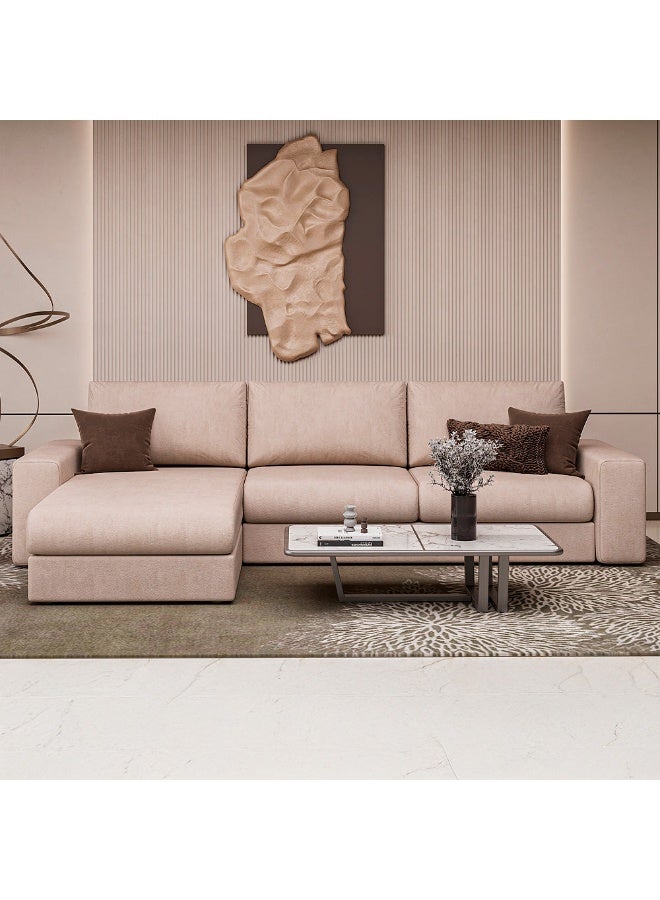 الهوم كنبة زاوية 4 مقاعد شكل حرفL بمقاس 260x170x85x90 سم - بيج - Image 1