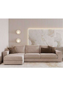 Al Home 4 Seater L-shape Sofa 260×170×85×90 Cm Velvet Beige  - Image 1