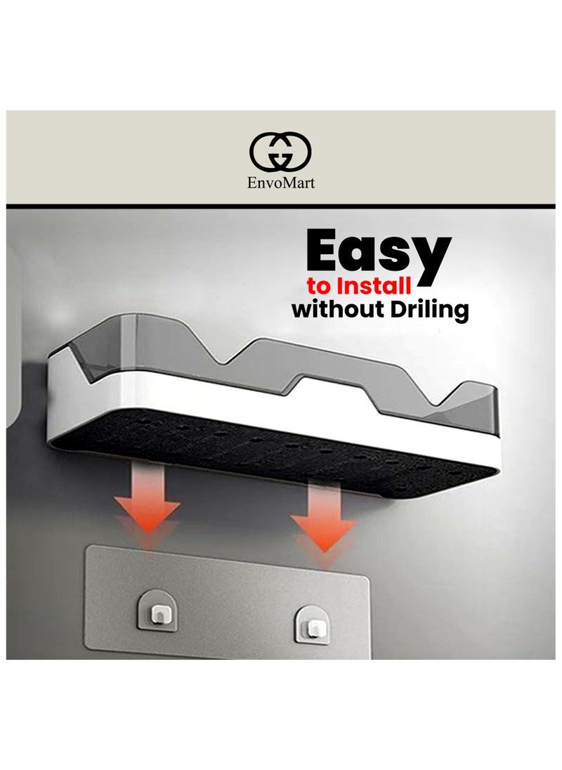 EnvoMart - Bathroom Shelf Pack of 1 - No Drilling Caddy Adhesive Shower Shelf for Bathroom Storage Wall Mounted Stainless Steel Floating Corner Shower Organizer for Bathroom - Storage Rack for Bathroom - Image 1