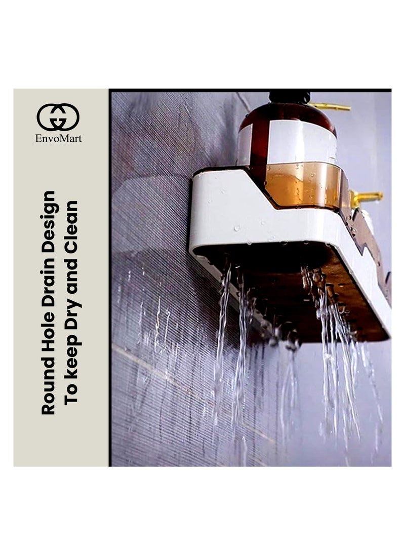 EnvoMart - Bathroom Shelf Pack of 1 - No Drilling Caddy Adhesive Shower Shelf for Bathroom Storage Wall Mounted Stainless Steel Floating Corner Shower Organizer for Bathroom - Storage Rack for Bathroom - Image 1