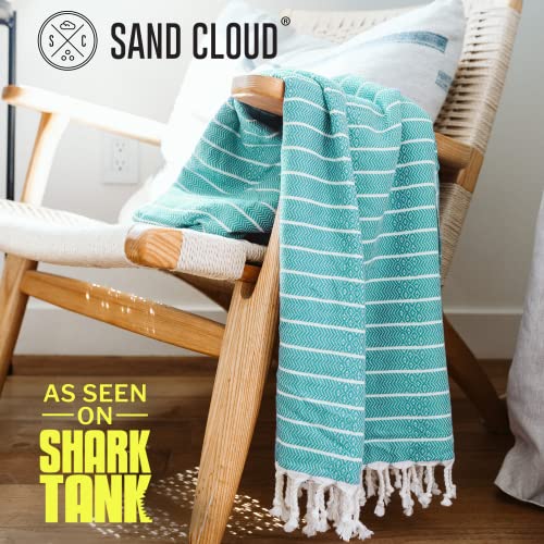 Sand Cloud Large Turkish Beach Towel - Sand Free - Fast Drying -100% Certified Organic Turkish Cotton Yarn - Great for Beach Bath or as a Blanket - As Seen on Shark Tank - Gocek (Mint) 37x69 - Image 2