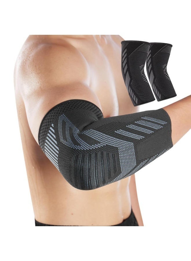 2PCS Elbow Brace Compression Sleeves – Adjustable Support for Tendonitis, Tennis Elbow, Arthritis & Joint Pain Relief | Breathable Elbow Pads for Weightlifting, Fitness, Basketball, Golf, Sports (Large) - Image 1