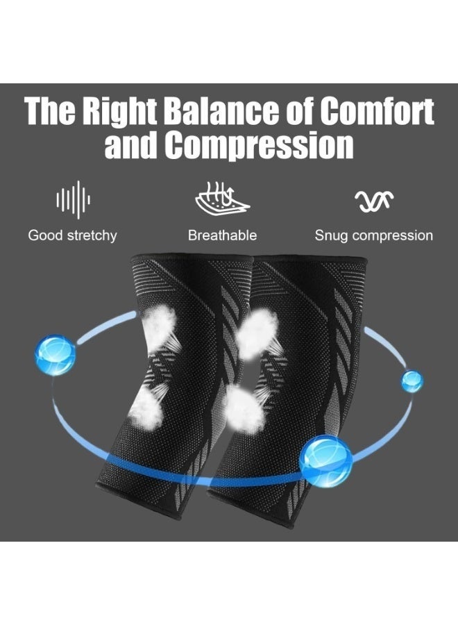 2PCS Elbow Brace Compression Sleeves – Adjustable Support for Tendonitis, Tennis Elbow, Arthritis & Joint Pain Relief | Breathable Elbow Pads for Weightlifting, Fitness, Basketball, Golf, Sports (Large) - Image 2