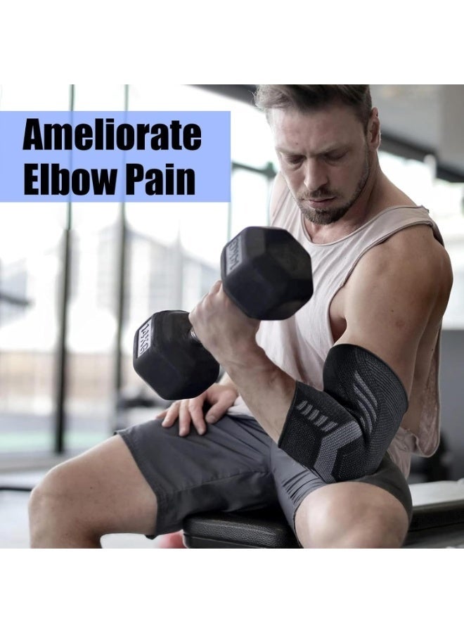 2PCS Elbow Brace Compression Sleeves – Adjustable Support for Tendonitis, Tennis Elbow, Arthritis & Joint Pain Relief | Breathable Elbow Pads for Weightlifting, Fitness, Basketball, Golf, Sports (Large) - Image 4