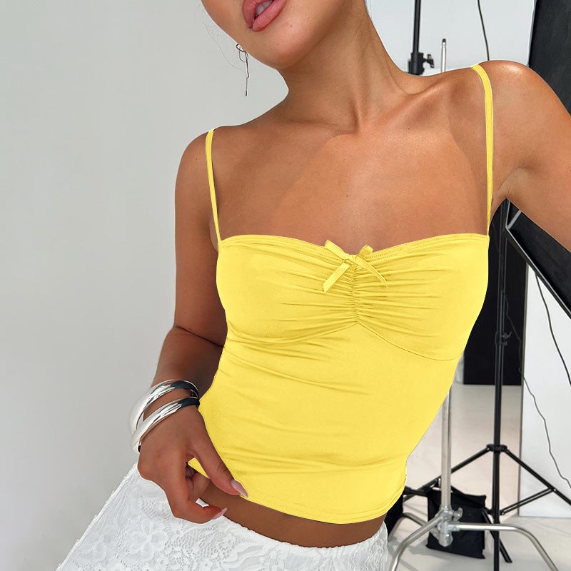 Summer Solid Color Backless Crop Top for Women Grey - Image 4