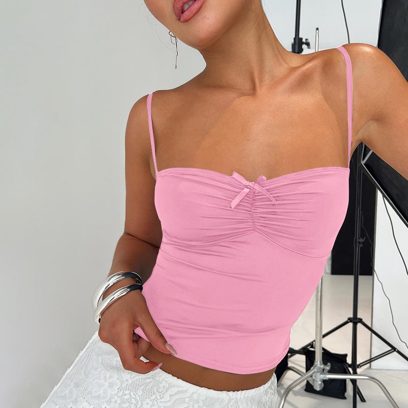 Summer Solid Color Backless Crop Top for Women Grey - Image 3