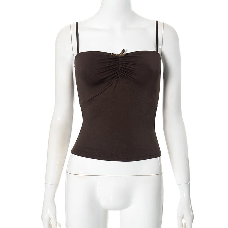 Summer Solid Color Backless Crop Top for Women Grey - Image 2