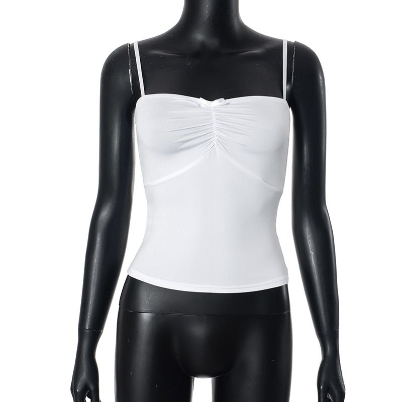 Summer Solid Color Backless Crop Top for Women Grey - Image 5