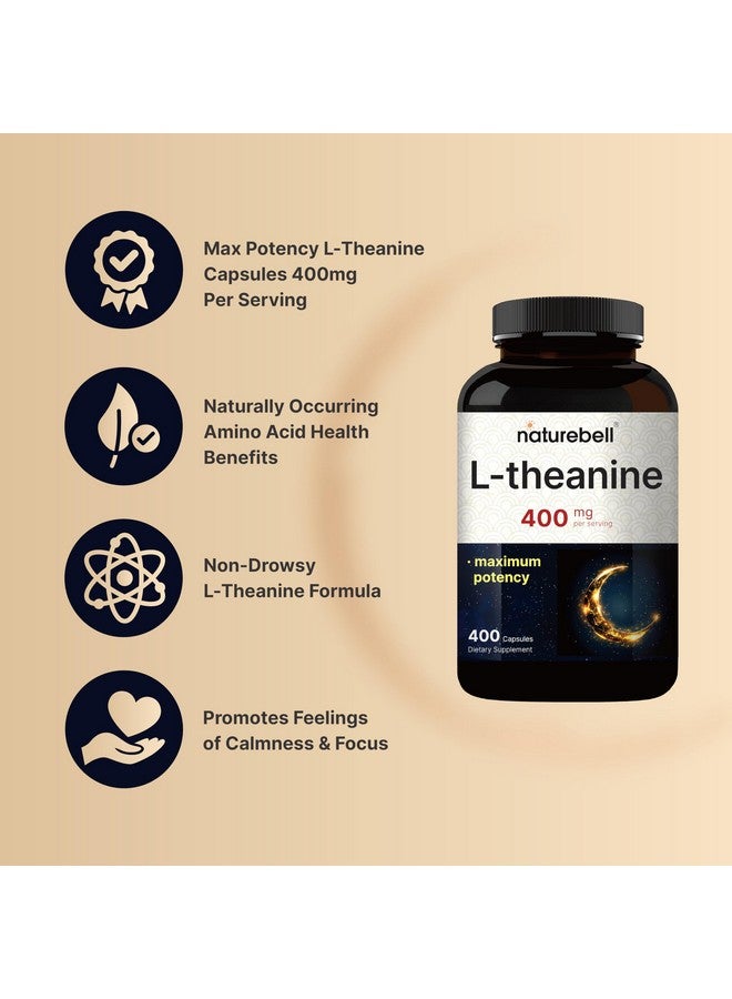 NatureBell Double Strength L Theanine 400mg, 400 Capsules | Max Potency L-Theanine Supplement for Relaxation, Sleep & Calm Support | Bioavailable Free Form | Natural Amino Acid for Women & Men | Non-GMO - Image 3