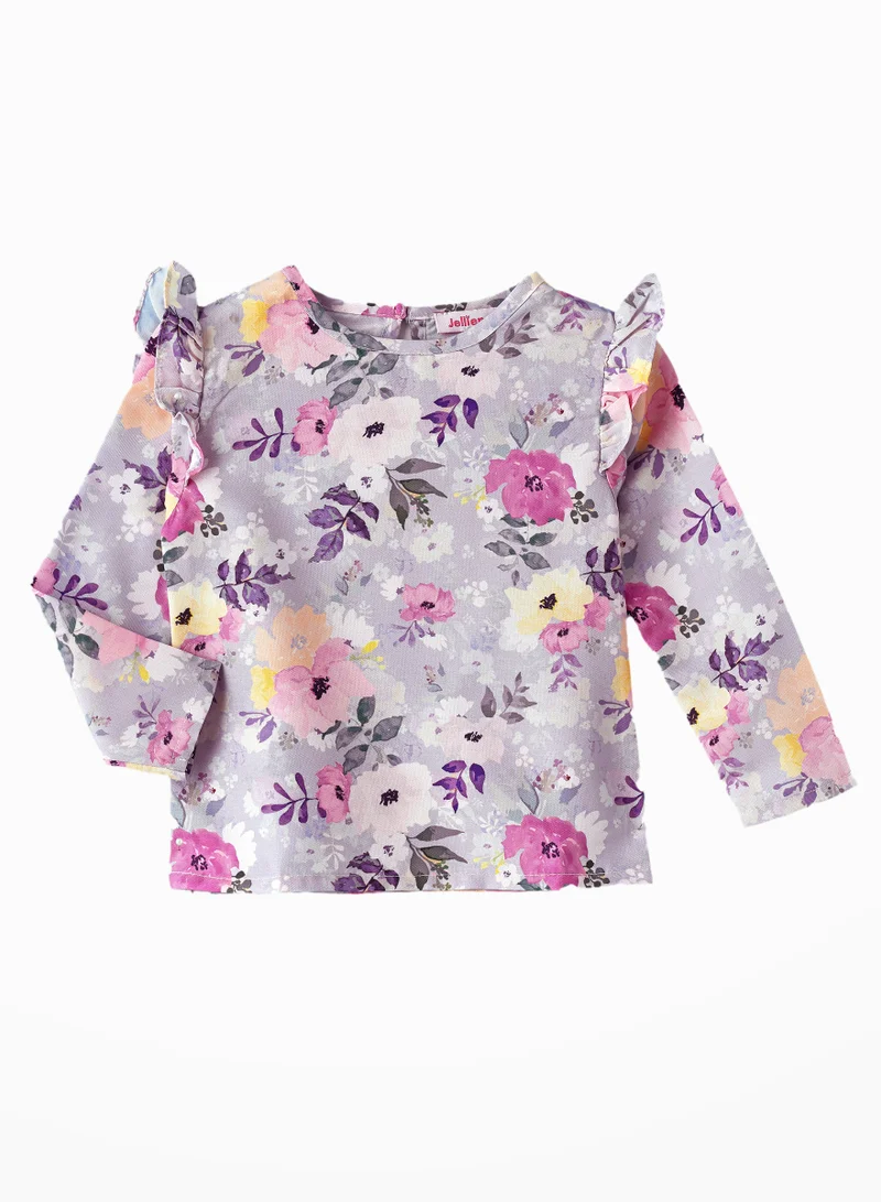 جيلين Flowy Comfort: Girls' Viscose Long Sleeve Woven Blouse