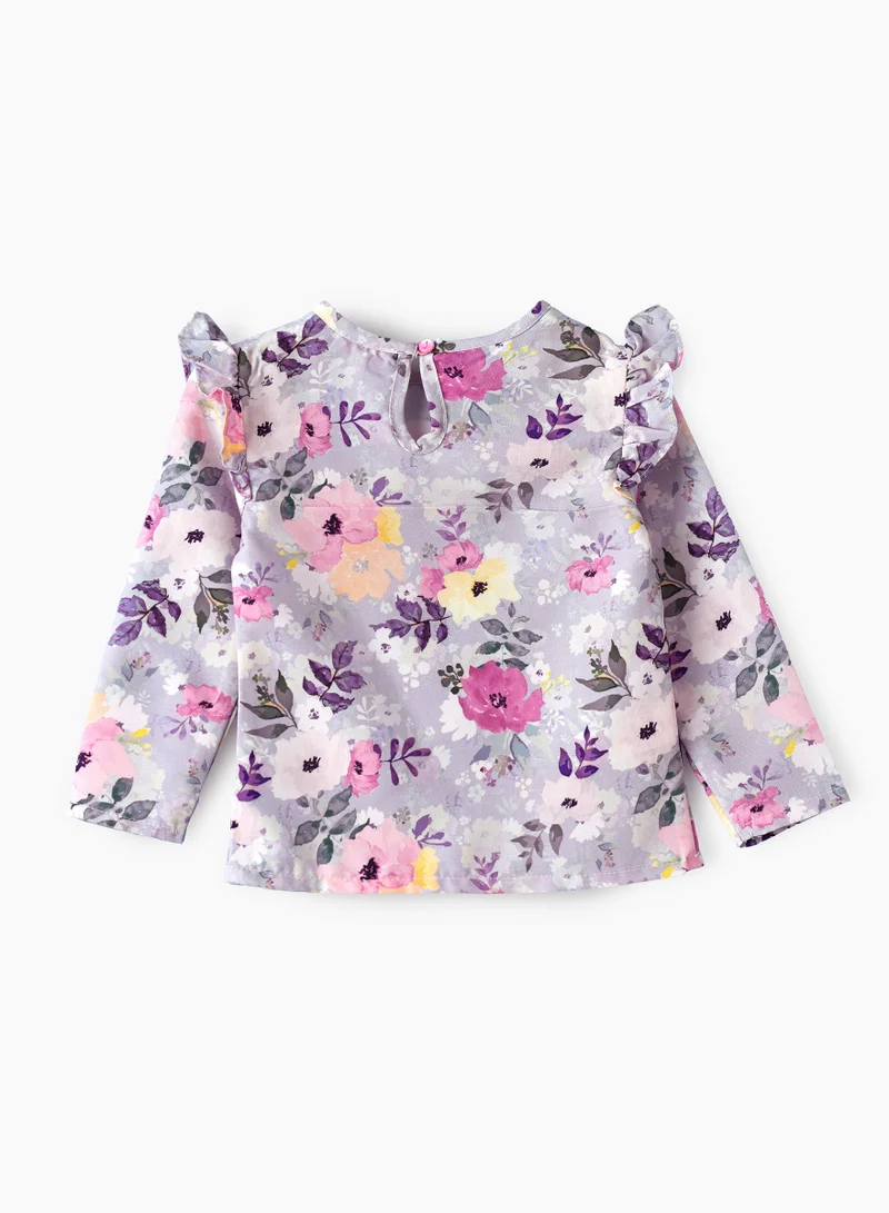 جيلين Flowy Comfort: Girls' Viscose Long Sleeve Woven Blouse