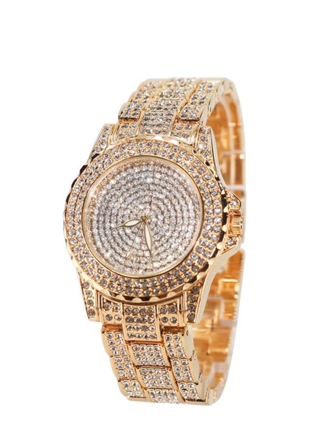 Round Luxury Women Watch Crystal Rhinestone Diamond Watches Stainless Steel Wristwatch Iced Out Watch with Japan Quartz Movement for Women | Simulated Lab Diamonds - Image 1