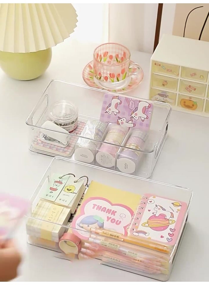 Stackable Acrylic Clear Plastic Storage Boxes for Bathroom, Desk, Cabinet, Kitchen, Dressing Table, Pantry - Organize Makeup, Nail Polish, Hair Accessories and Beauty Products - No Assembly Required, Lightweight - Image 1