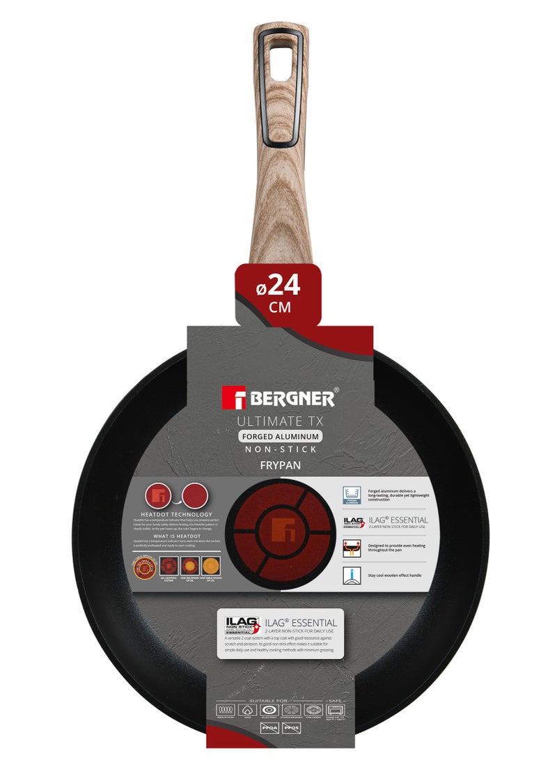 BERGNER مقلاة ألومنيوم مطروقة ULTIMATE TX بحجم 24 سم مع تقنية HEATDOT، قاعدة تحريض، لون رمادي، BG36166GY - Image 4