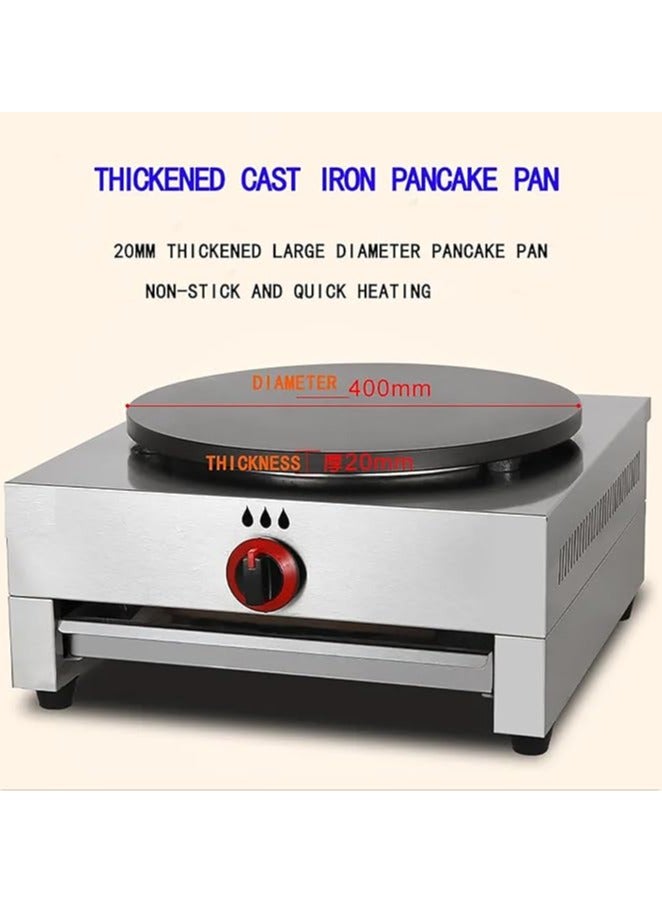 Commercial Gas Crepe Machine, Stainless Steel Waffle Maker With 4 Anti-slip Feet, Adjustment Firepower and Precise Temperature Control, 40cm Cooking Plate and Non-stick Coating, for Restaurants  - Image 4