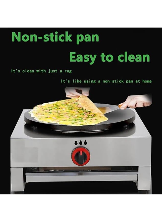 Commercial Gas Crepe Machine, Stainless Steel Waffle Maker With 4 Anti-slip Feet, Adjustment Firepower and Precise Temperature Control, 40cm Cooking Plate and Non-stick Coating, for Restaurants  - Image 3