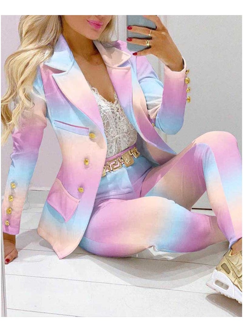 Shougu Fashionable Printed Long Sleeved Casual Suit And Pants Set  - Image 1