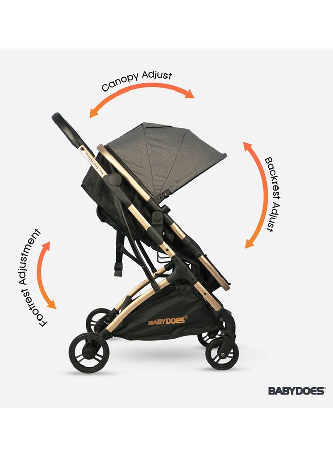 BABYDOES PRONTO RTS Baby Stroller With Reversible Travel System 5-Point Harness Infant Carrier And Adjustable Backrest Footrest 0 To 4 Year Dark Grey  - Image 5