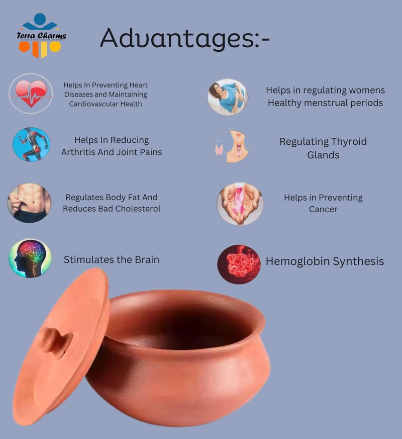 Terra Charms Terracotta Clay Pot & Serving Pot Hand Craft Handi for Making Veg Biryani Taste for Healthy Naturelly Food Fitness Light Weight Curd Bowl for Cooking,1L Capacity - Image 5