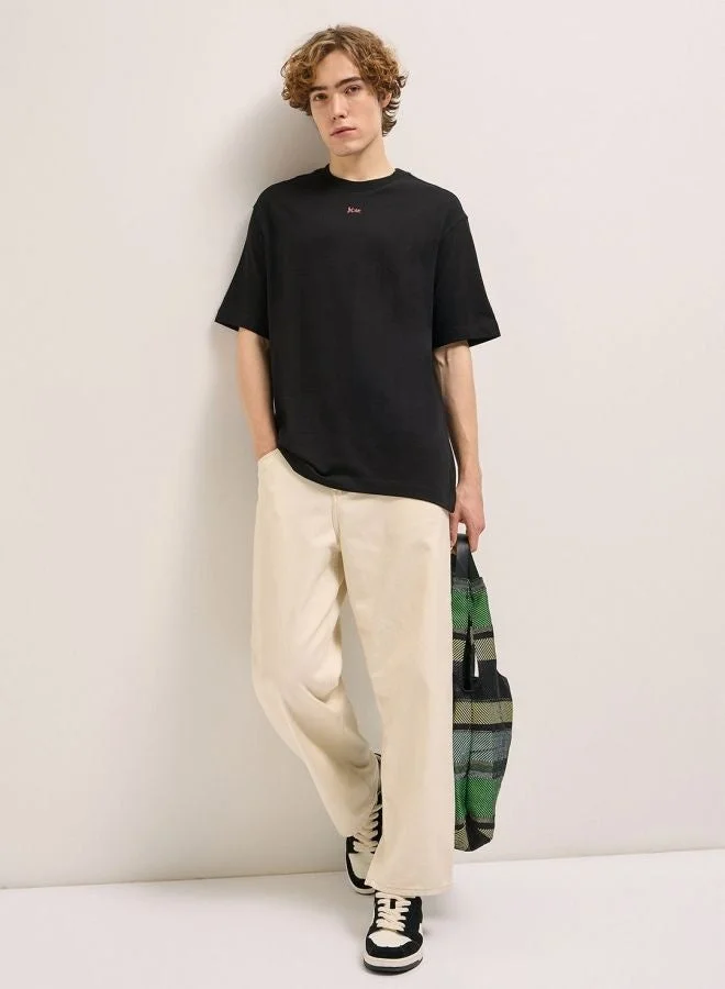 THE BEAR HOUSE  Men's Black Oversize artistic graphic Print Crew Neck T-shirt Perfect For Casual Wear, Gym, Travel, Or Layering Stylish And Versatile Essential For Every Wardrobe for Men | Best Price UAE