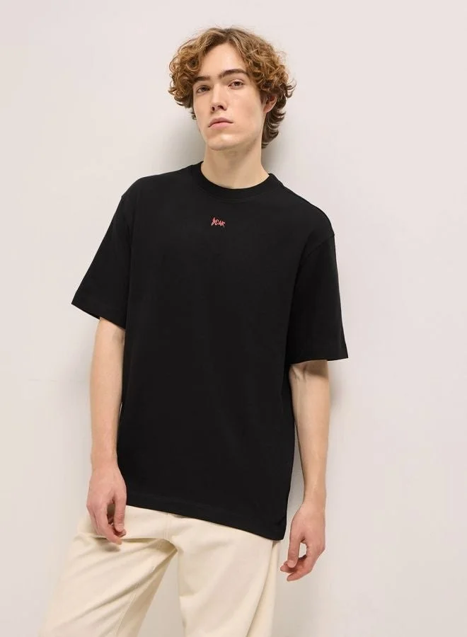 Men's Black Oversize artistic graphic Print Crew Neck T-shirt Perfect For Casual Wear, Gym, Travel, Or Layering Stylish And Versatile Essential For Every Wardrobe