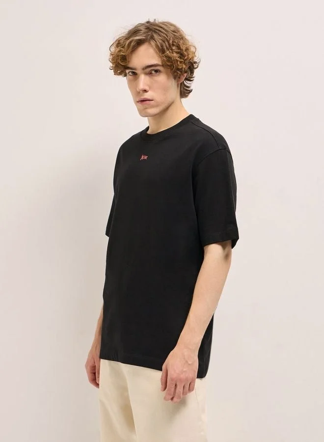 THE BEAR HOUSE  Men's Black Oversize artistic graphic Print Crew Neck T-shirt Perfect For Casual Wear, Gym, Travel, Or Layering Stylish And Versatile Essential For Every Wardrobe for Men | Best Price UAE