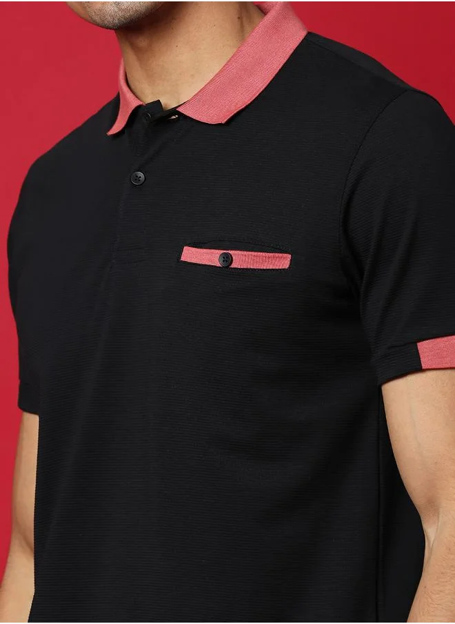 Campus Sutra Contrast Trim Regular Fit Polo