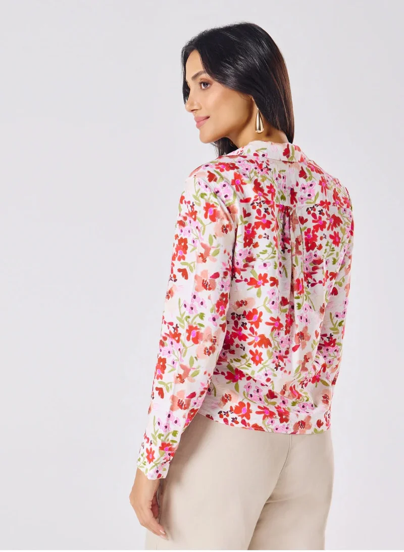Zigzag Breezy Red Printed Shirt