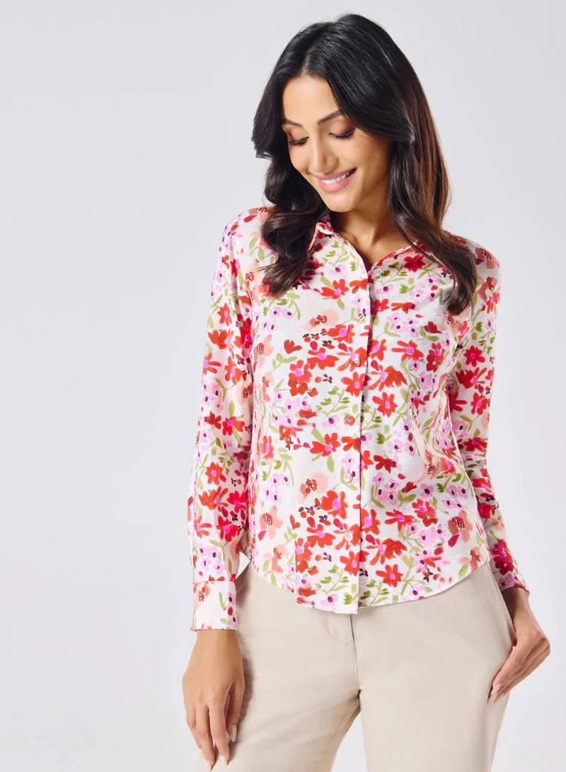 Zigzag Breezy Red Printed Shirt