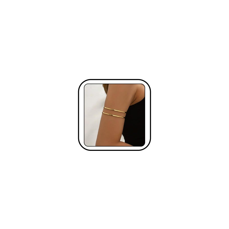 KONPJE Arm Cuff Bracelet for Women Gold Arm Cuffs Upper Arms Layered Cuff Bangle Bracelet Minimalist Armband Stackable Jewelry for Summer Beach (Regular) - Image 1