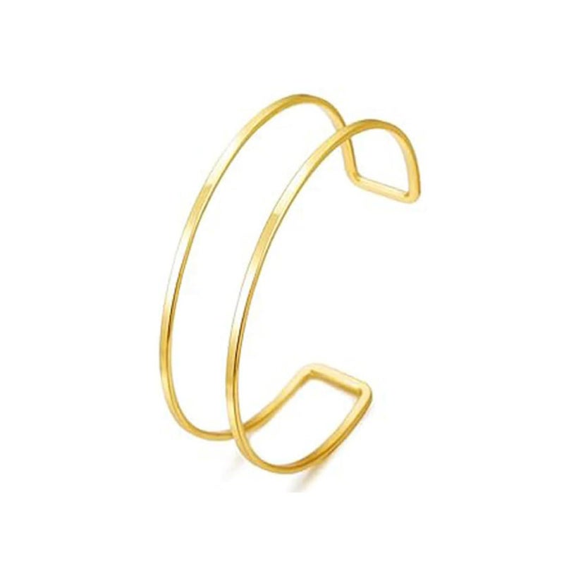 KONPJE Arm Cuff Bracelet for Women Gold Arm Cuffs Upper Arms Layered Cuff Bangle Bracelet Minimalist Armband Stackable Jewelry for Summer Beach (Regular) - Image 2