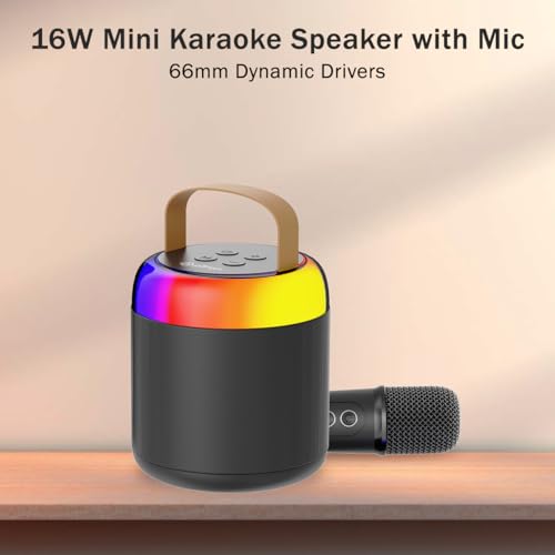 pTron Newly Launched Fusion Bliss 16W Bluetooth Speaker with Wireless Karaoke Mic, 6Hrs Playtime, Vibrant RGB Lights, Voice Effects, Multi-Play Modes BT5.3/TF Card & Type-C Charging Port (Black) - Image 3