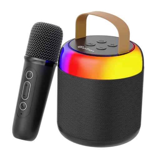 pTron Newly Launched Fusion Bliss 16W Bluetooth Speaker with Wireless Karaoke Mic, 6Hrs Playtime, Vibrant RGB Lights, Voice Effects, Multi-Play Modes BT5.3/TF Card & Type-C Charging Port (Black) - Image 1